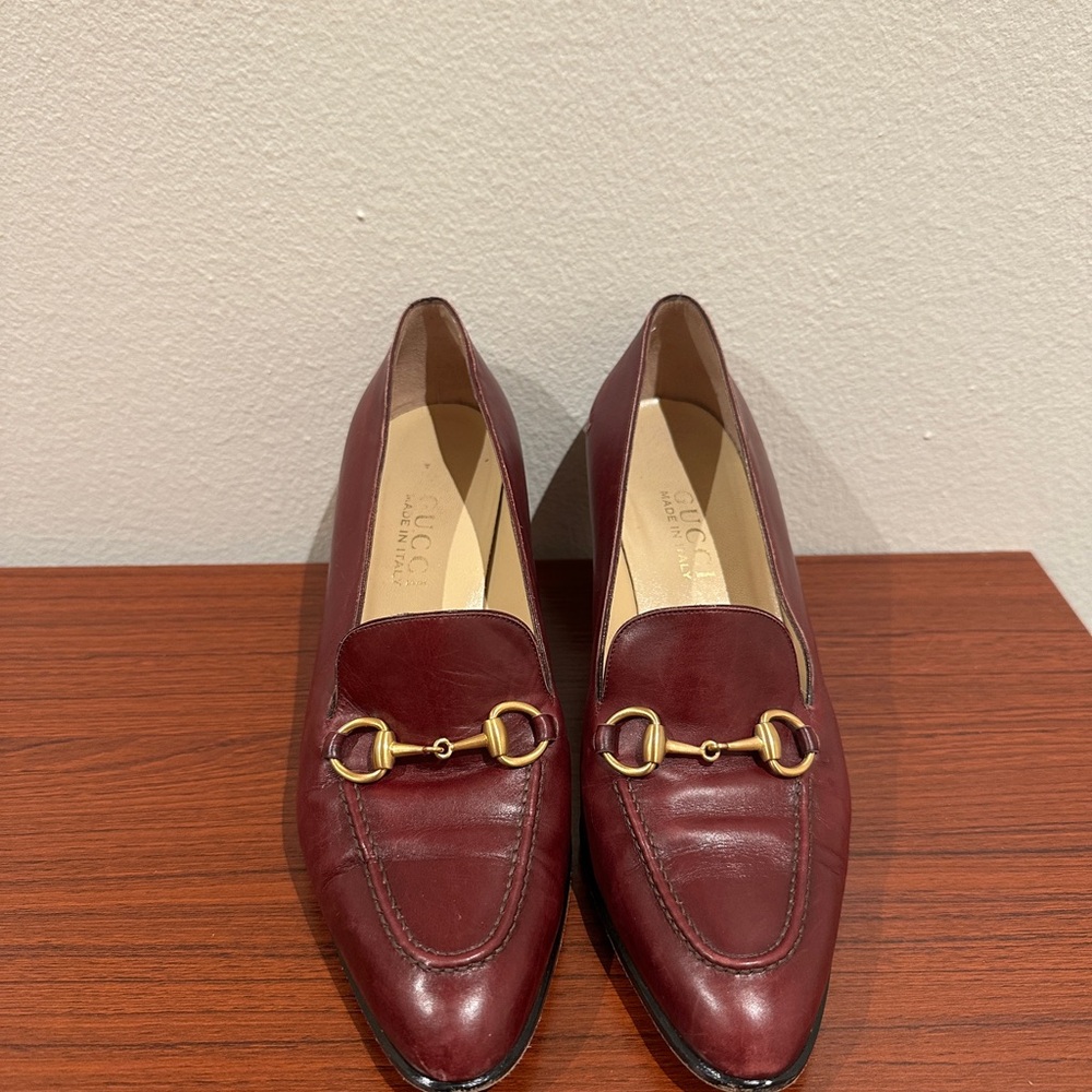 Vintage Gucci Women's Burgundy Horsebit Heels Size 7.5 B